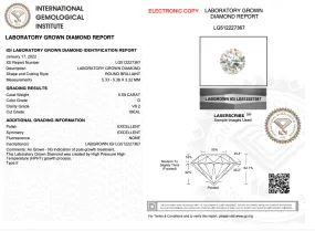 0.59CT Round D VS2 IDEAL 3EX NONE - LG512227367