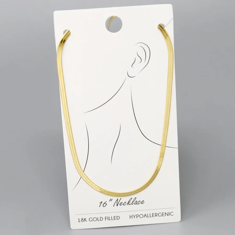 18K Gold Filled Herringbone Chain Short Necklace