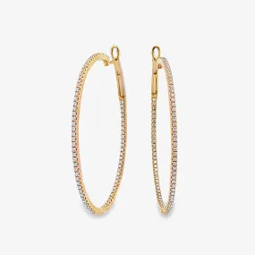 2 Ultra Whisper Thin 1.10CT Hoop Earrings