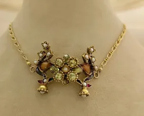 21A145 Multistone Floral Gold Plated Necklace