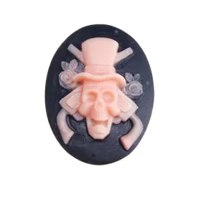 30*40MM Oval Skull Resin Flatback Cabochons,Black and Pink;sold 20pcs per pkg