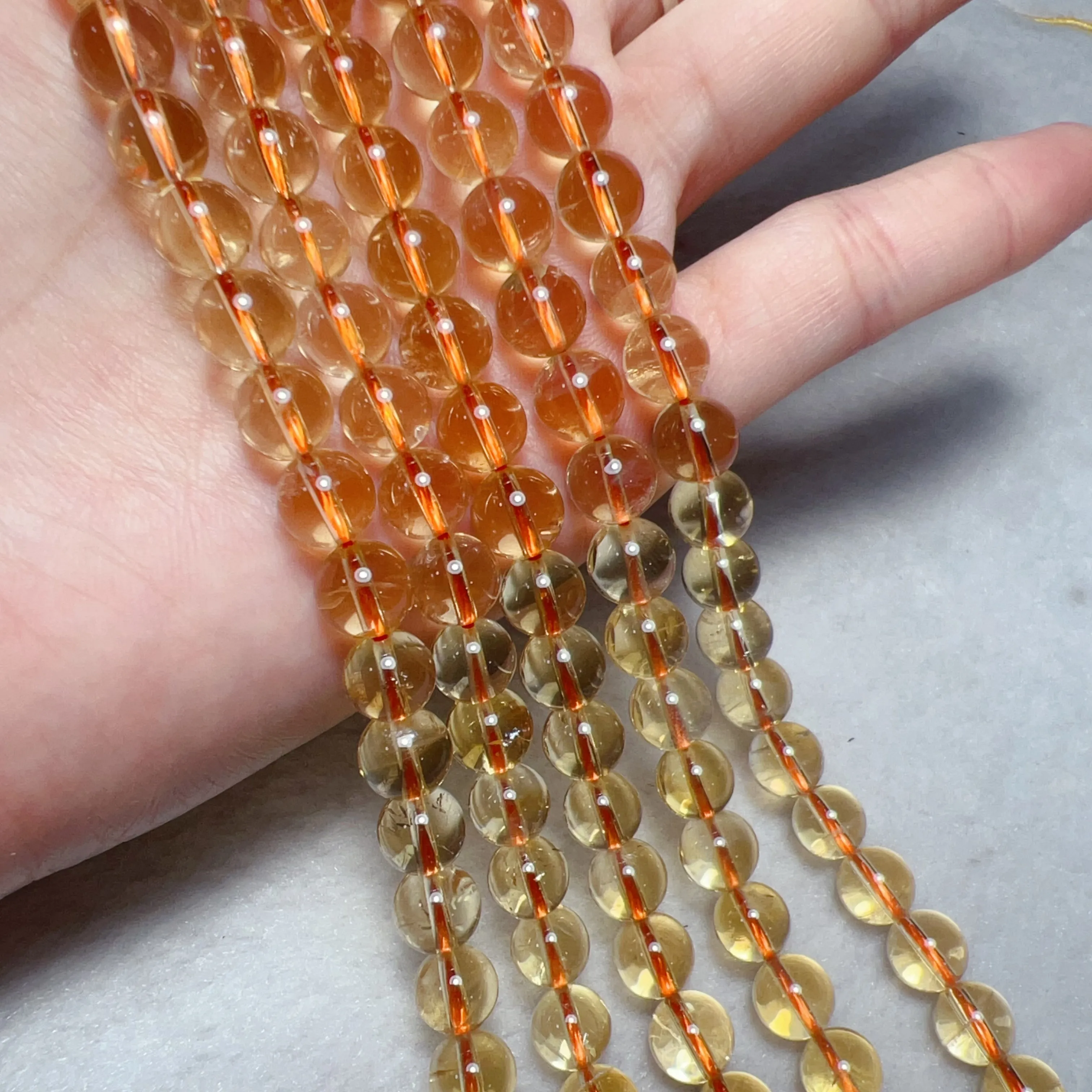 7.6-8mm Natural Non-heated Citrine Round Bead Strands for DIY Jewelry Projects