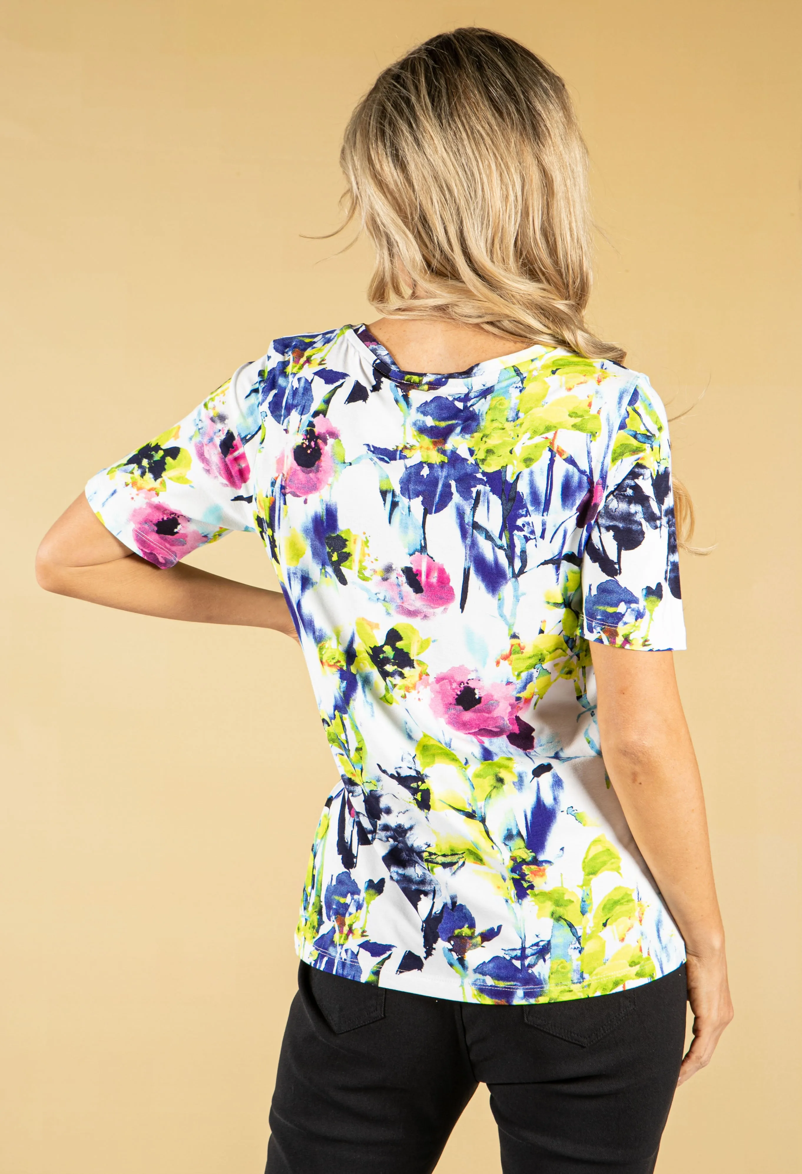 ABSTRACT FLORAL PRINT TOP