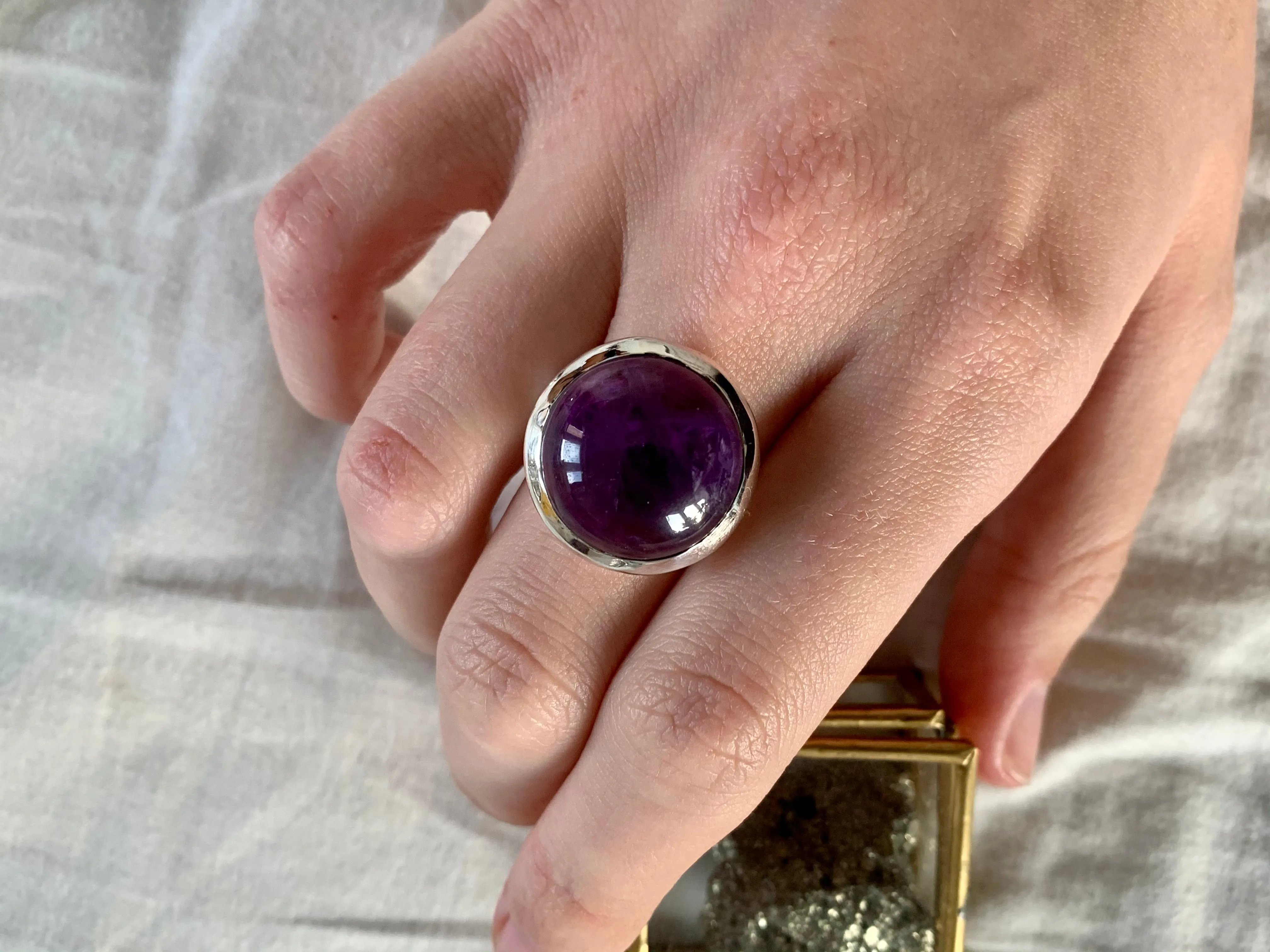 Amethyst Adjustable Ring - Round