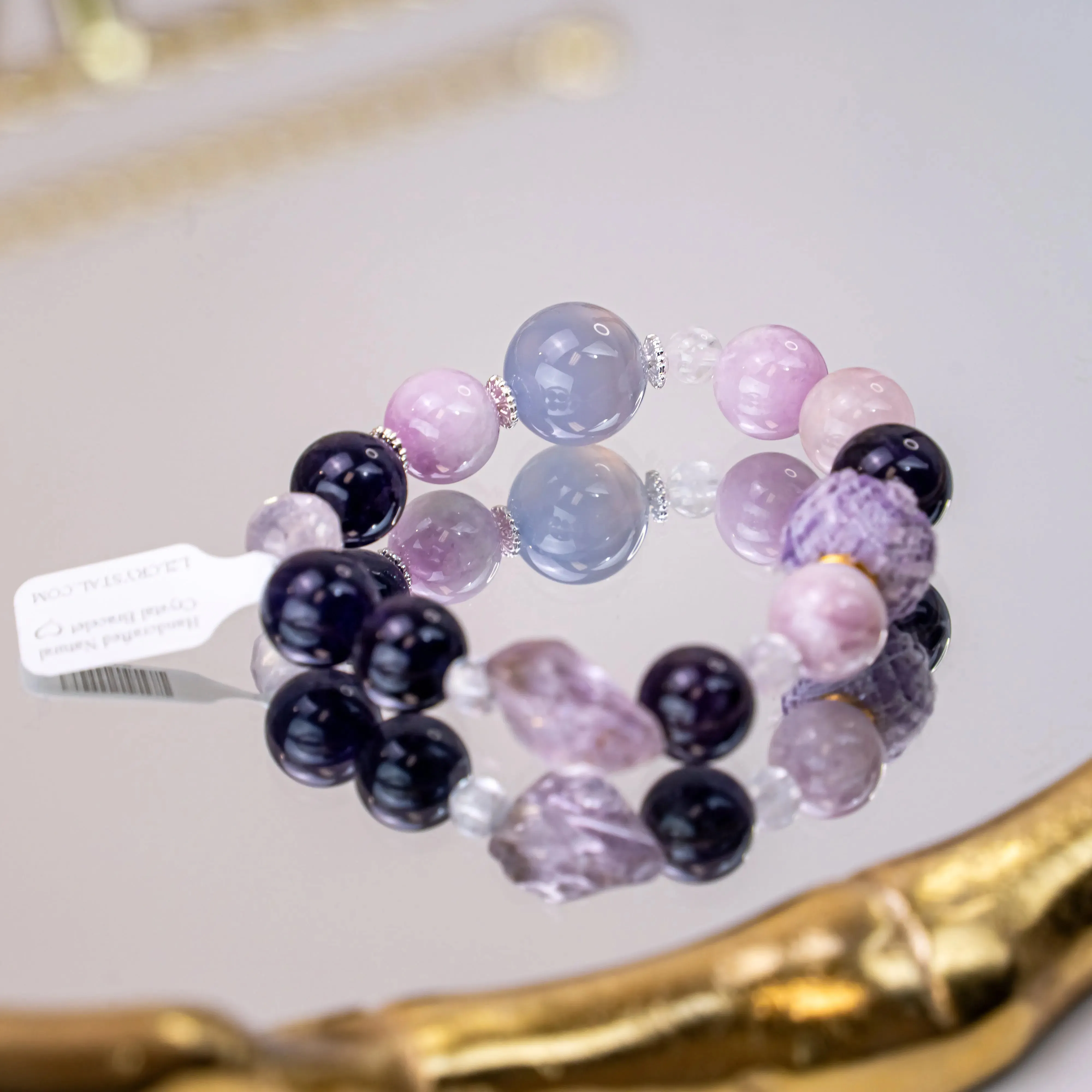 Amethyst Rose Quartz Blue Lace Agate Lepidolite Bracelet