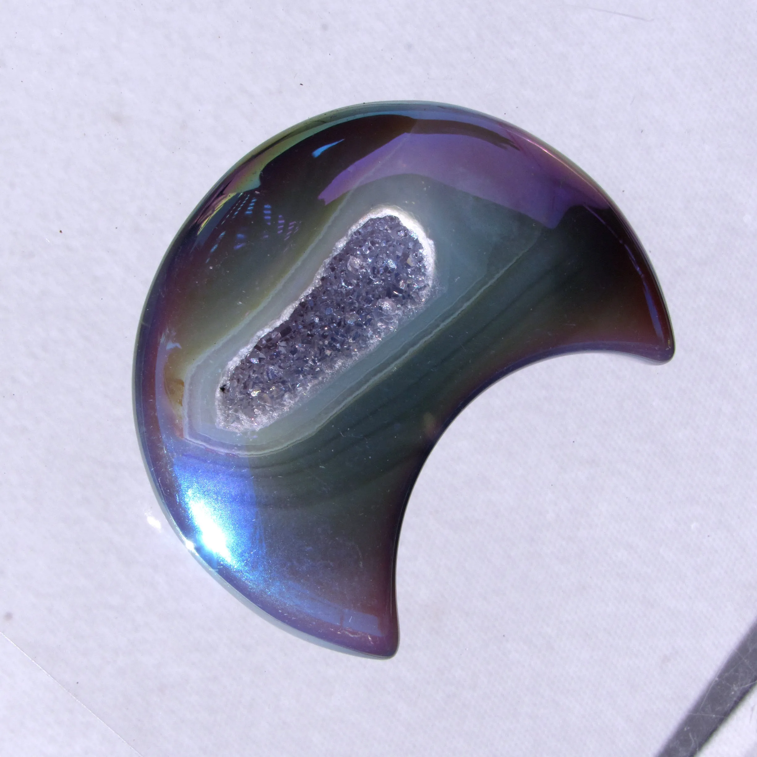 Angel Aura druzy gemstone crescent Moon