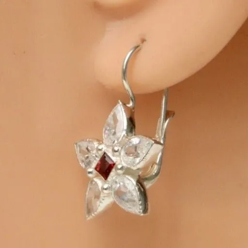 Anne of Gables Cubic Zirconia and Garnet Silver Earrings