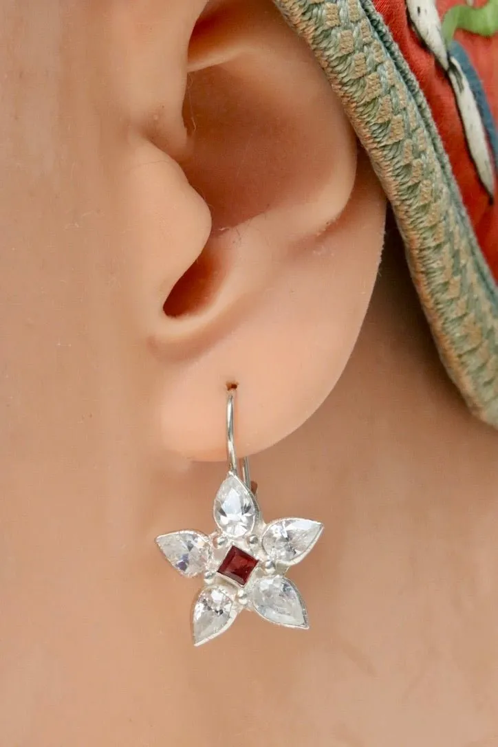 Anne of Gables Cubic Zirconia and Garnet Silver Earrings