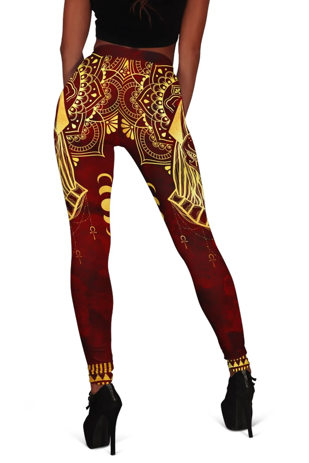 Anubis Pattern In Red Leggings