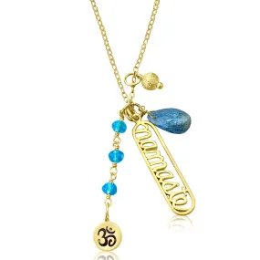 Aquamarine Namaste Yoga Necklace with Ohm (GF)