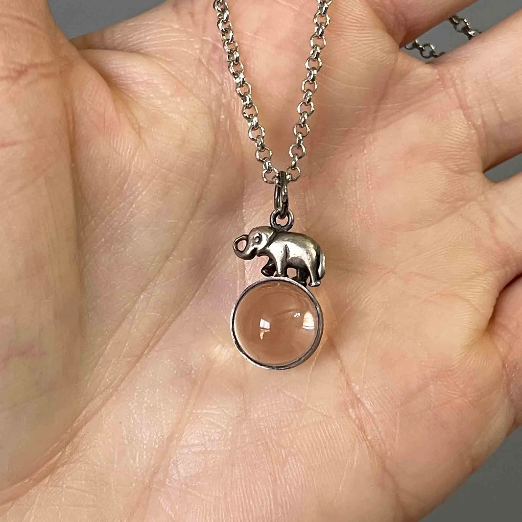 Art Deco Elephant Pools of Light Pendant Necklace