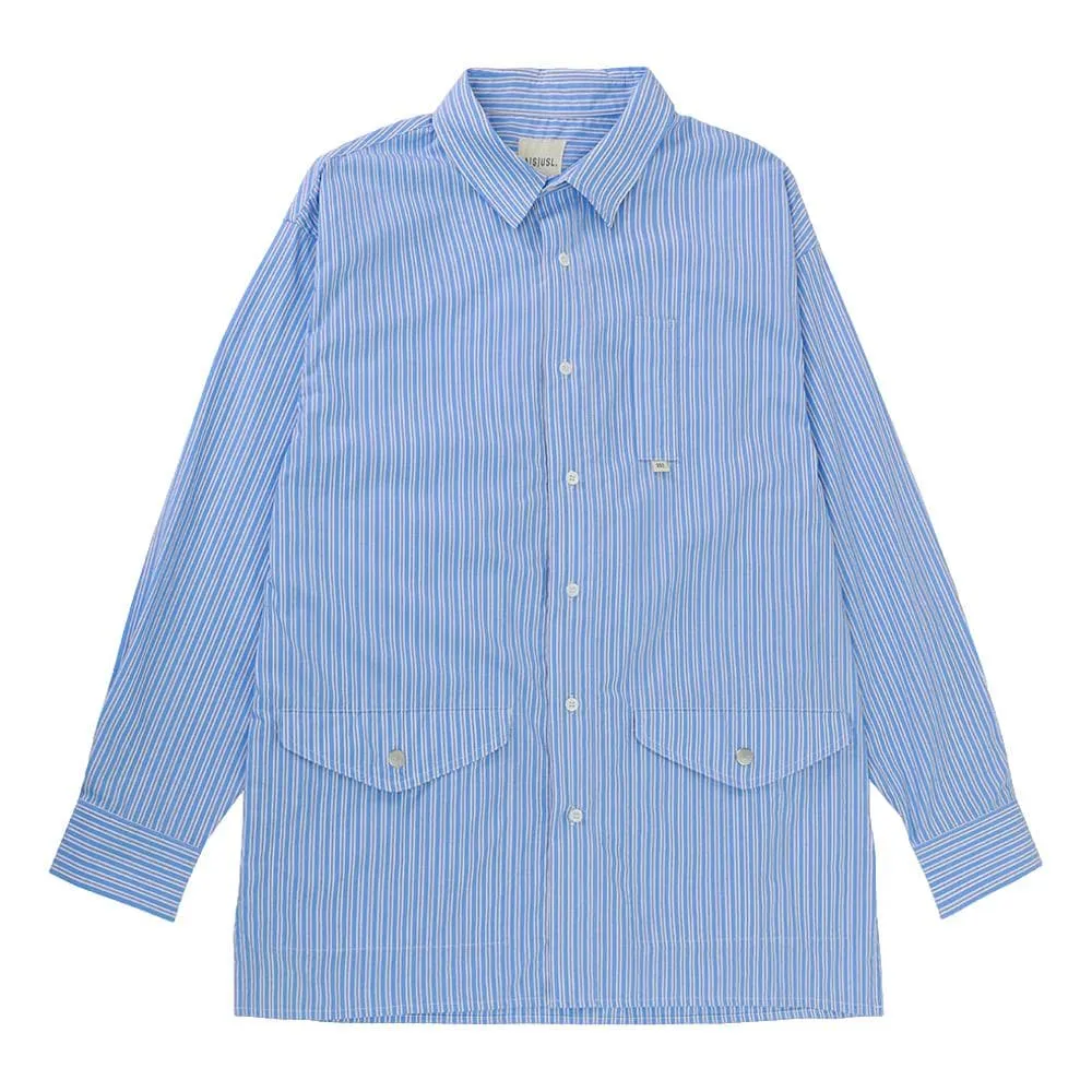 A[S]USL STRIPES OVERSIZE BIG BOY SHIRT-BLUE