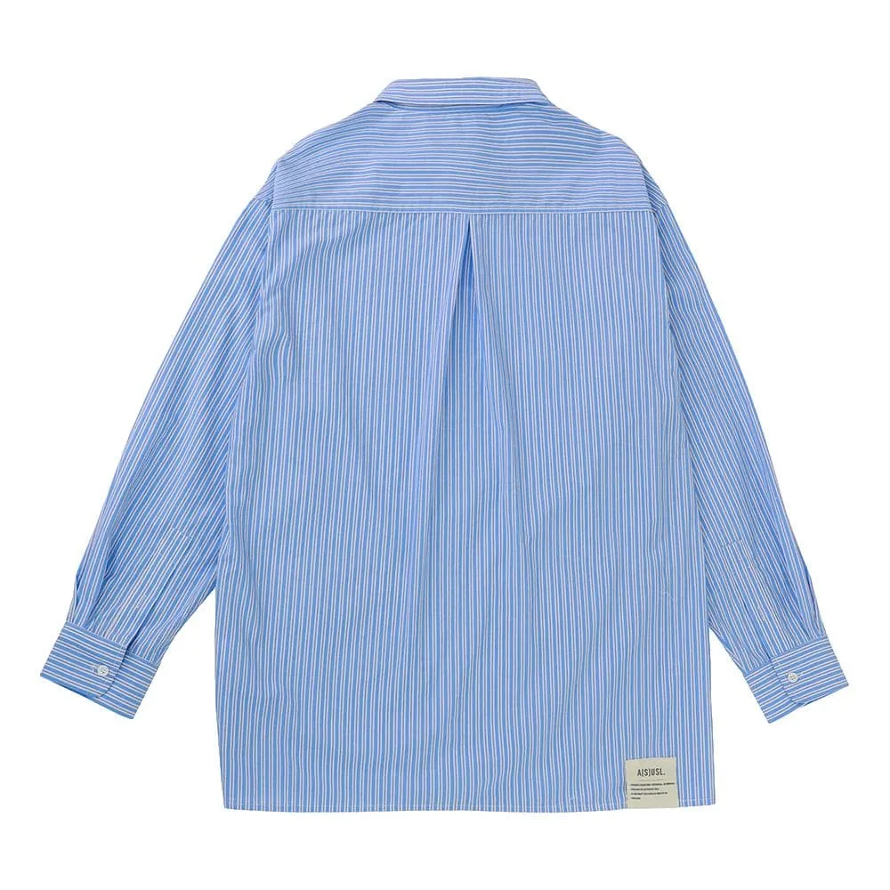 A[S]USL STRIPES OVERSIZE BIG BOY SHIRT-BLUE