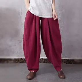 Babakud Ramie Linen Pockets Casual Loose Bloom Pants