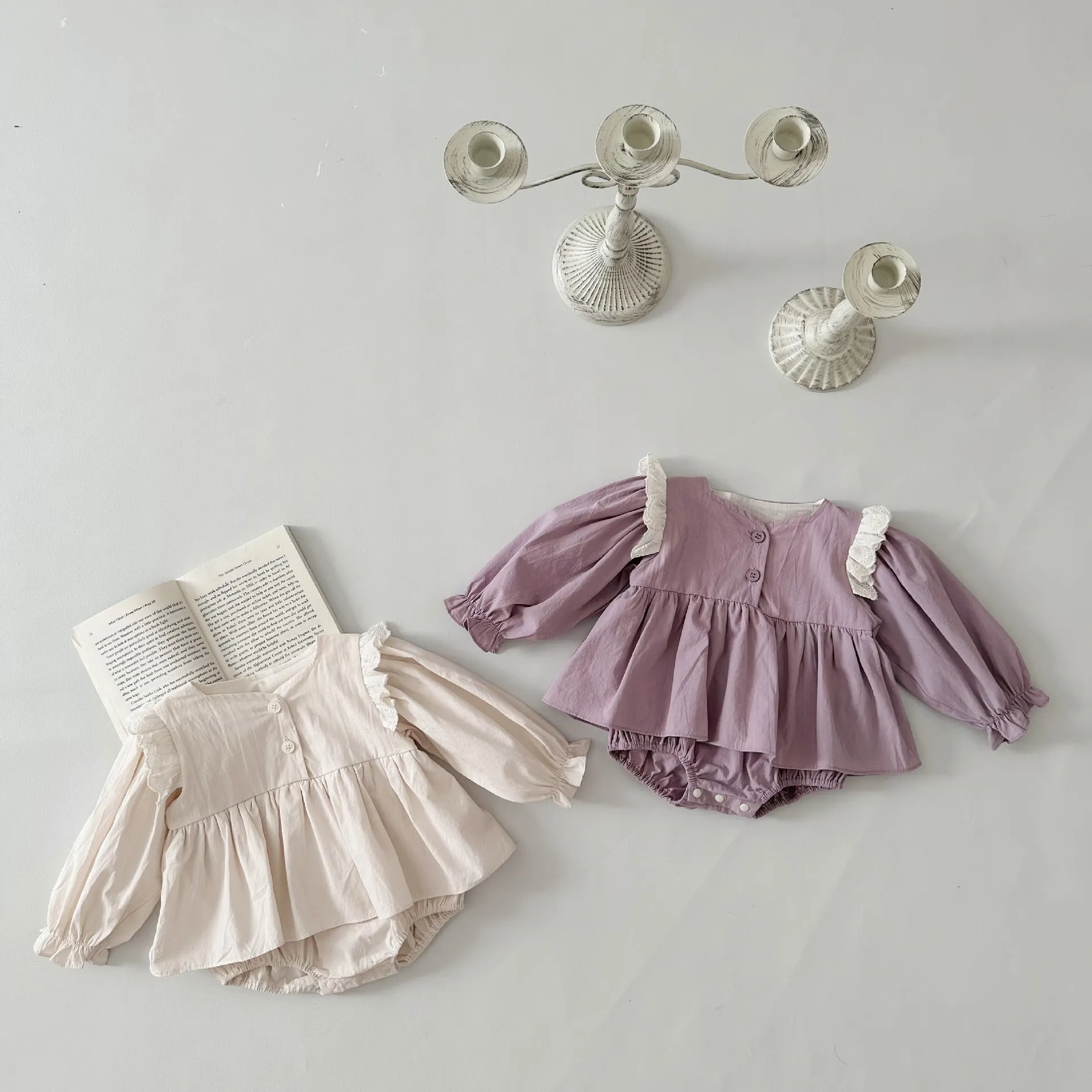 Baby Girls Solid Color Rompers Wholesale 240301109