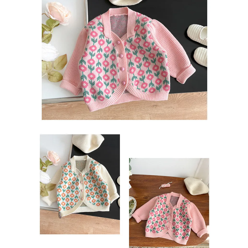 Baby Kid Girls Flower Crochet Print Cardigan Wholesale 230828353