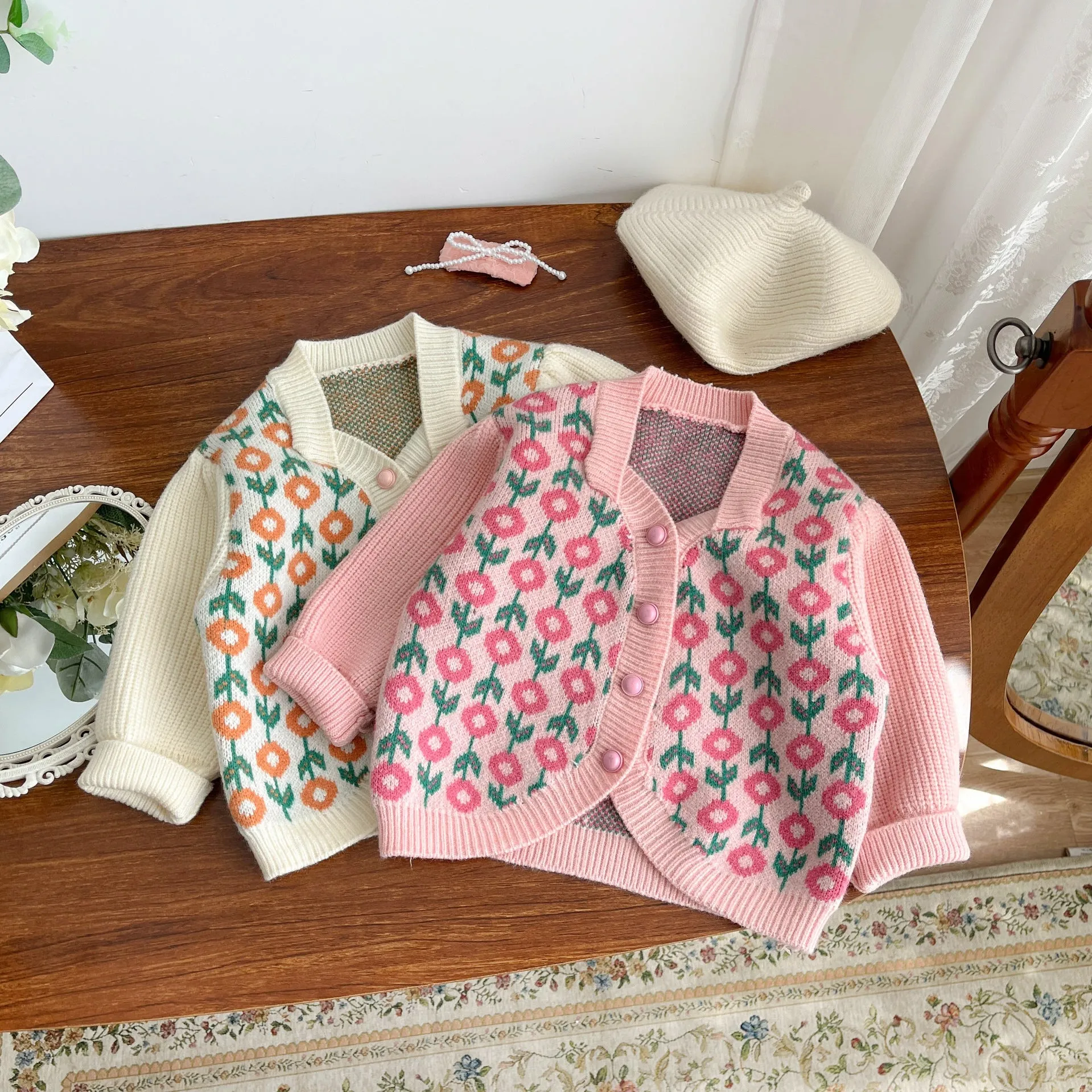 Baby Kid Girls Flower Crochet Print Cardigan Wholesale 230828353