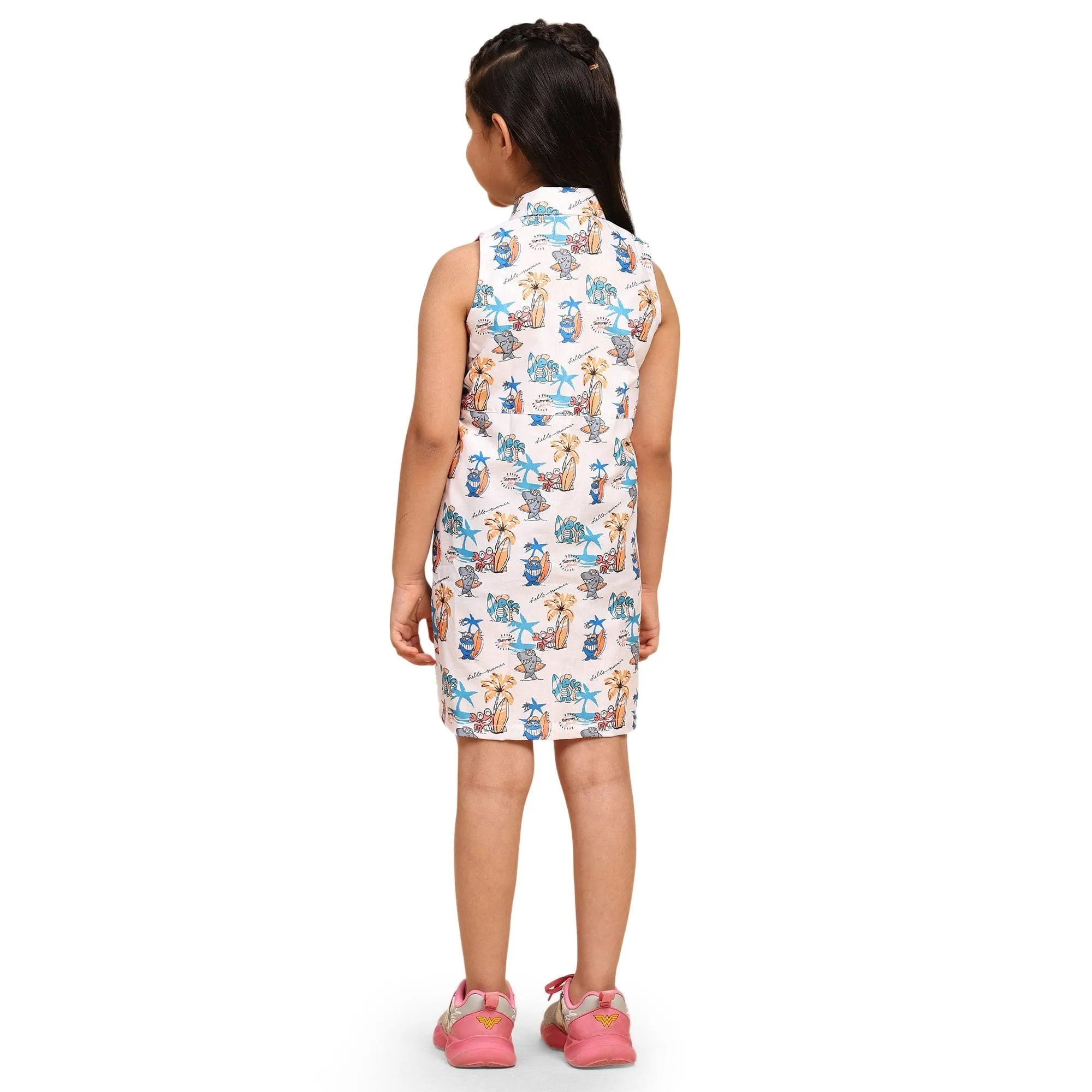 Baby Shark Print Blend Linen Dress