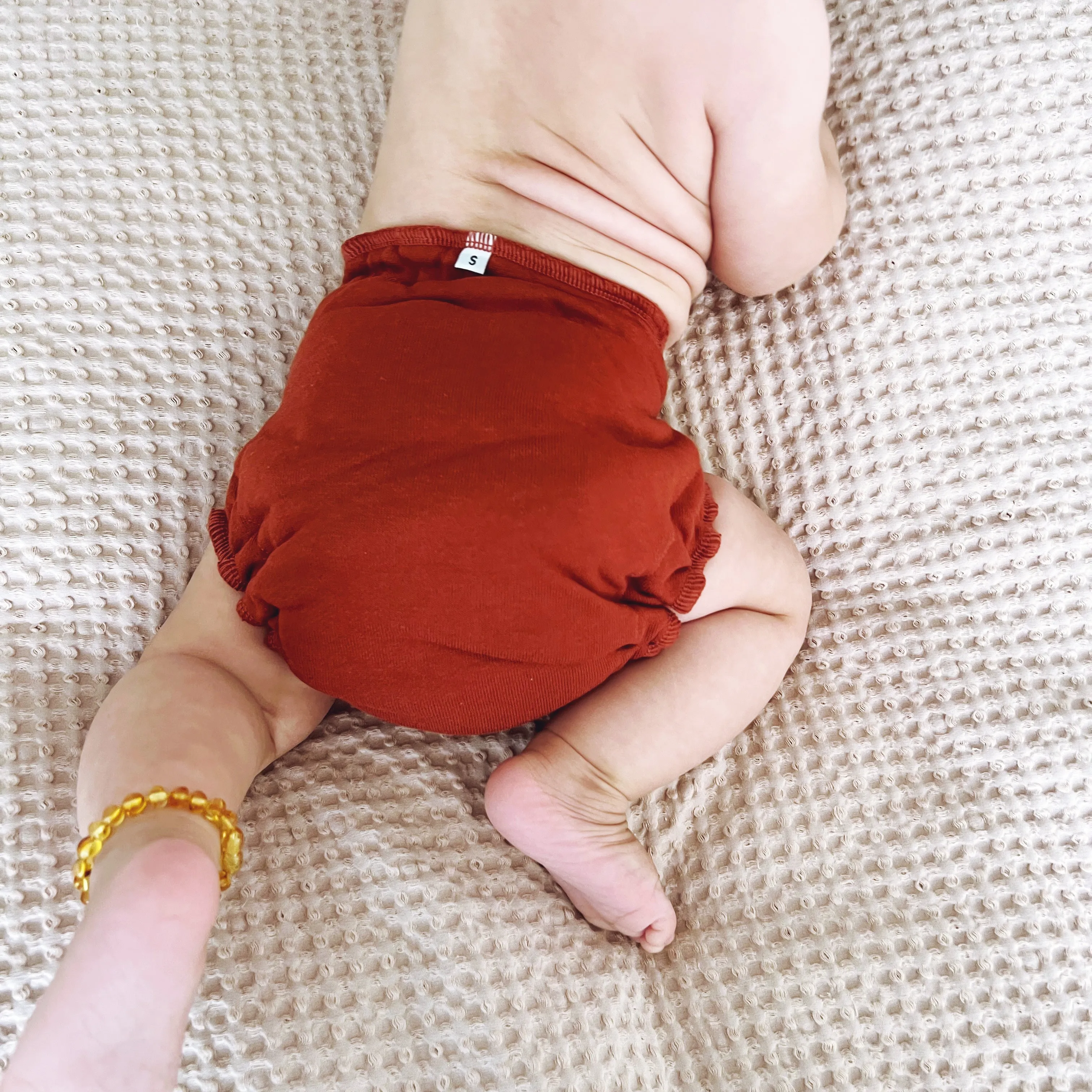 Bamboo Fleece Fitted Diapers: RUST / LARGE