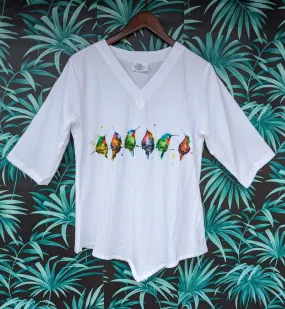 Birds on Perch - Preshrunk Cotton Gauze Top