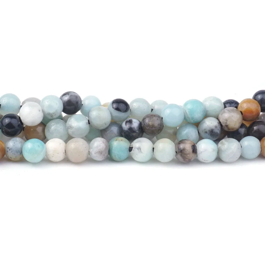 Black Gold Amazonite Dyed 6mm Round Large Hole Beads - 8 Inch