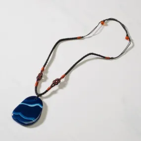 Blue Agate Geode Slice Necklace