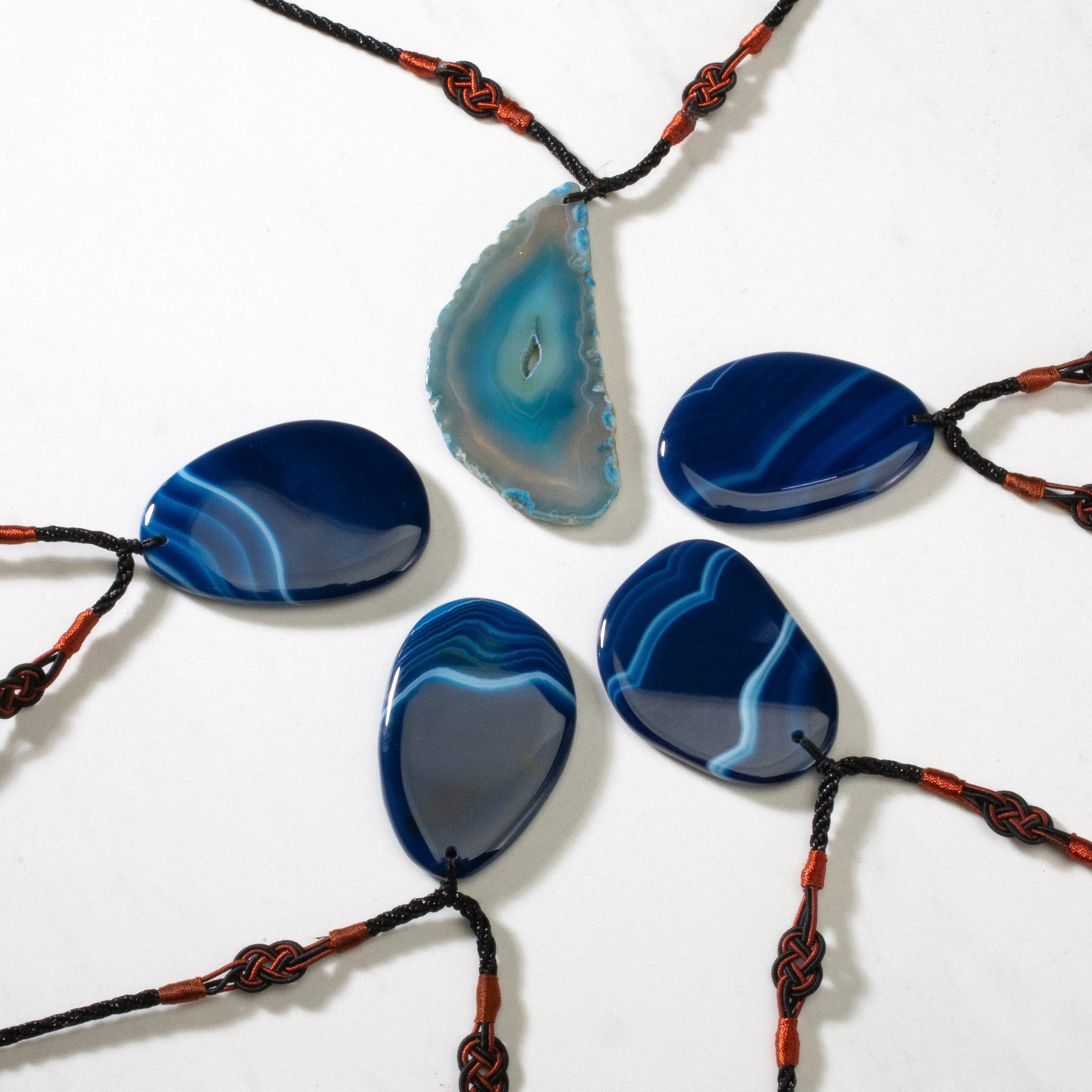 Blue Agate Geode Slice Necklace