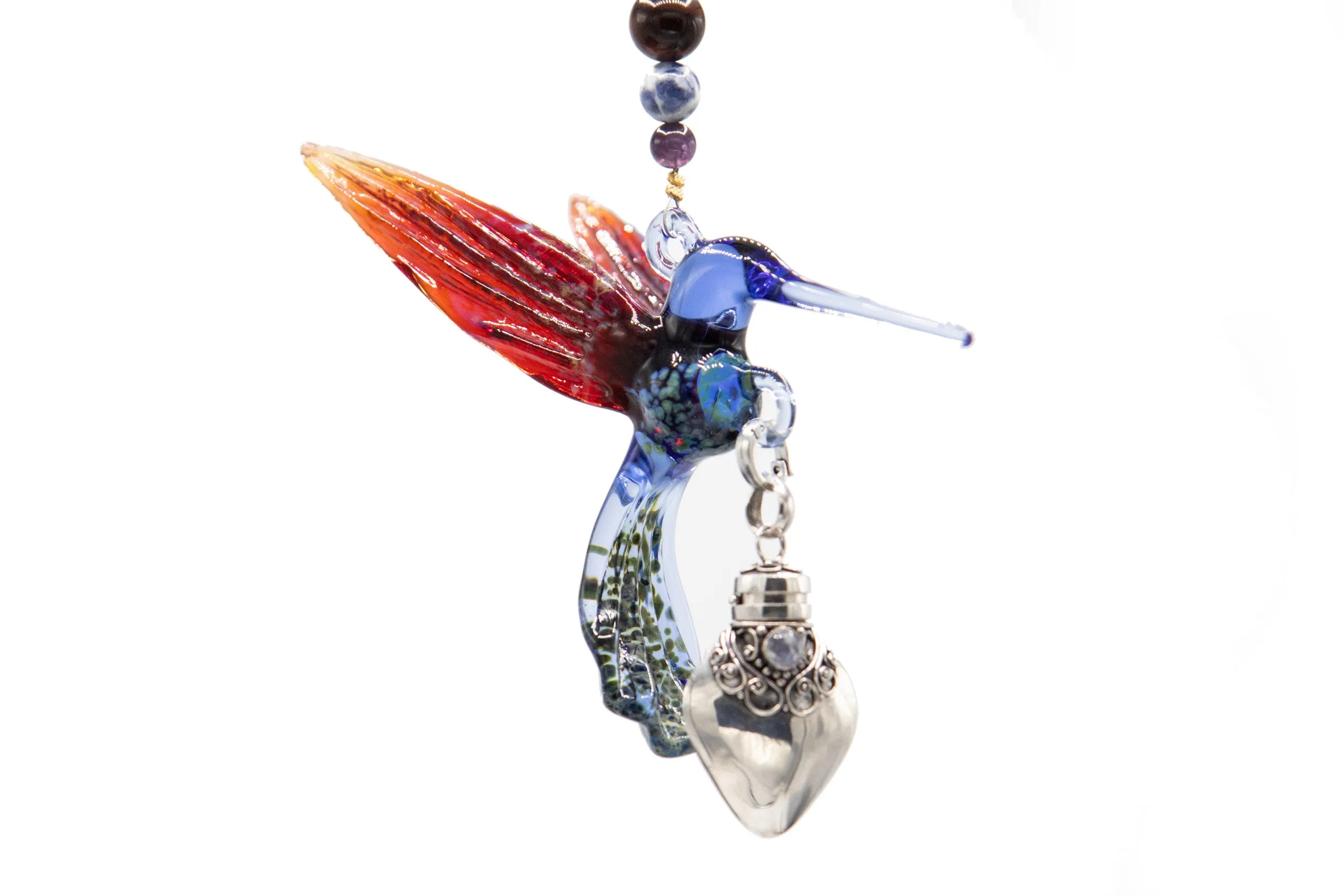 Blue and Red Hummingbird with Keepsake Vial