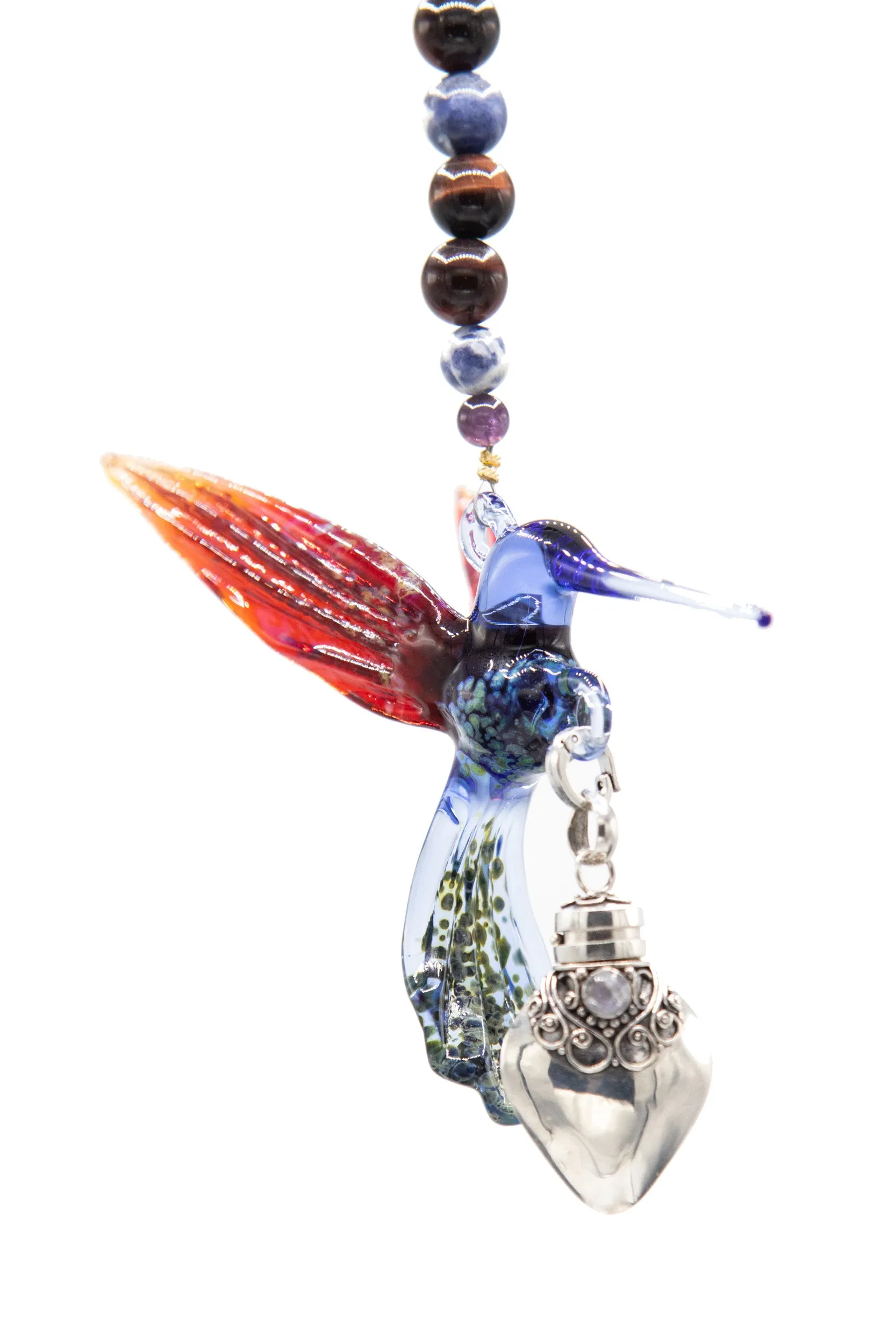 Blue and Red Hummingbird with Keepsake Vial