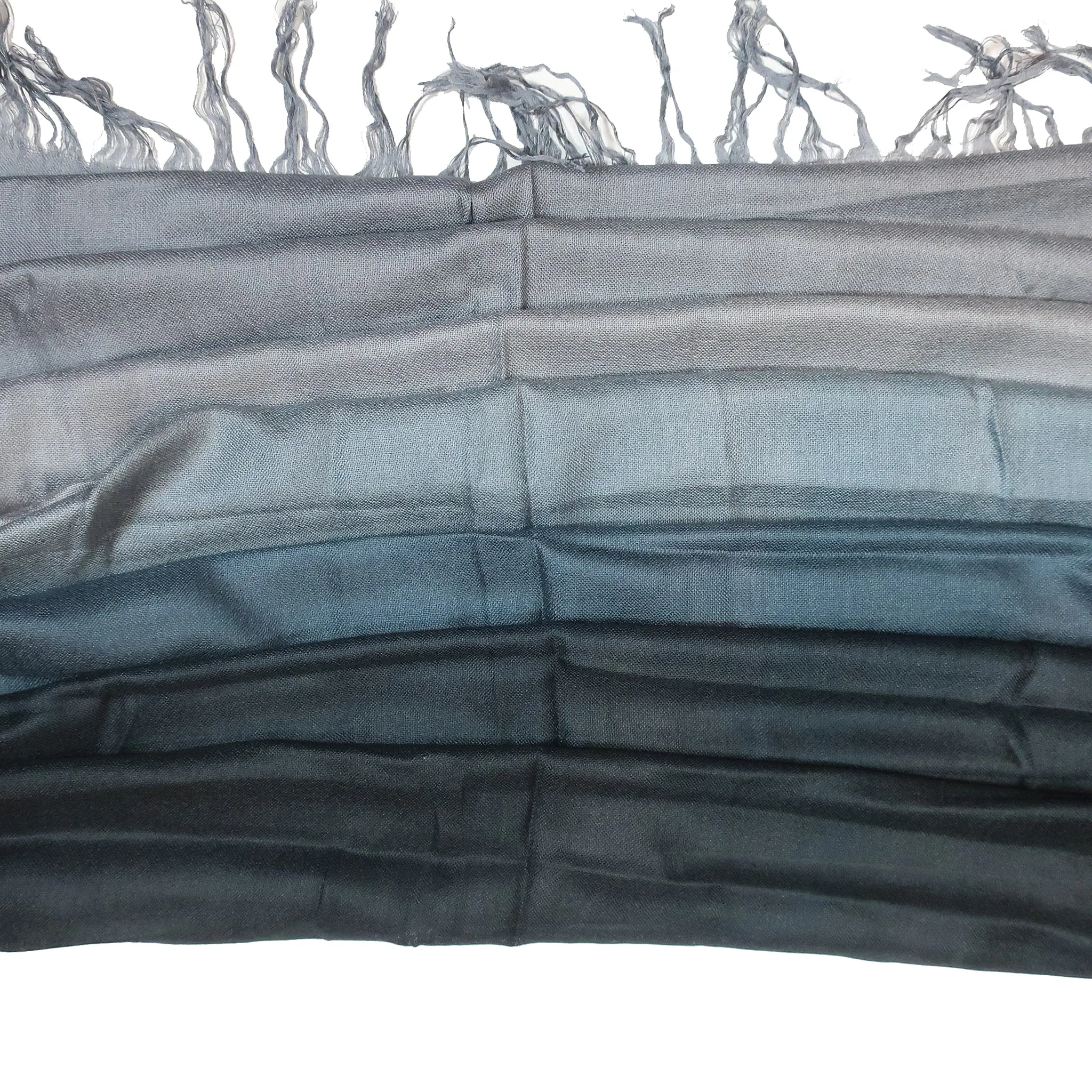 Blue Pacific Tissue Solid Micromodal Cashmere Scarf in Silver and Black 28 x 60