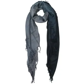 Blue Pacific Tissue Solid Micromodal Cashmere Scarf in Silver and Black 28 x 60