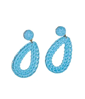 Blue Rattan Teardrop Earrings