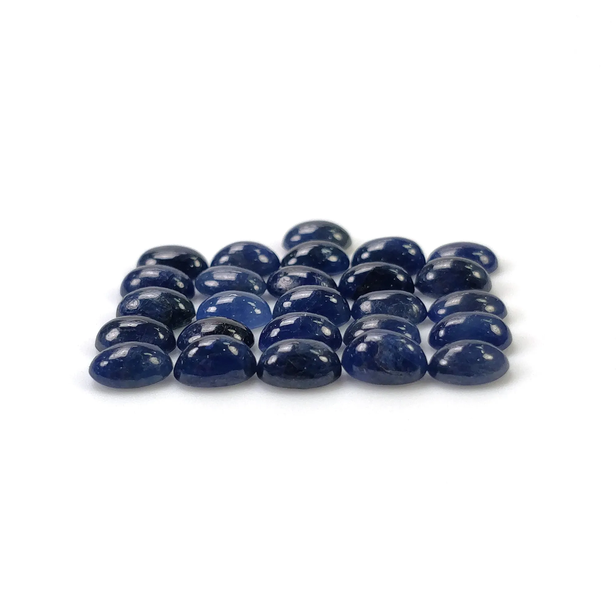 BLUE SAPPHIRE Gemstone Cabochon : 17.60cts Natural Untreated Unheated Sapphire Oval Shape 6*4mm 26pcs Of Lots