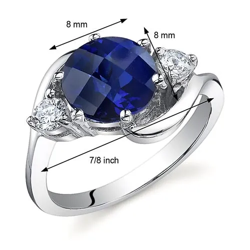 Blue Sapphire Round Cut Sterling Silver Ring Size 5