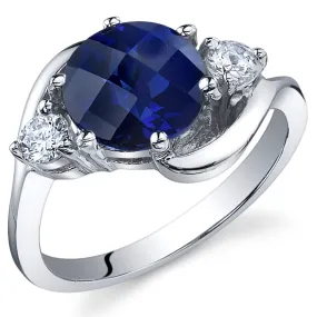 Blue Sapphire Round Cut Sterling Silver Ring Size 5