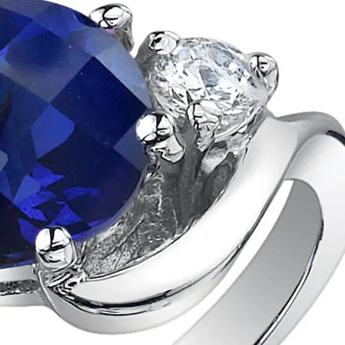 Blue Sapphire Round Cut Sterling Silver Ring Size 5