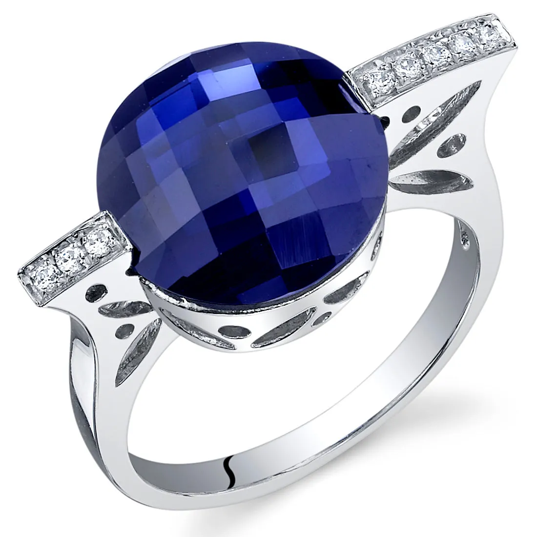 Blue Sapphire Round Cut Sterling Silver Ring Size 8