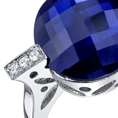 Blue Sapphire Round Cut Sterling Silver Ring Size 8