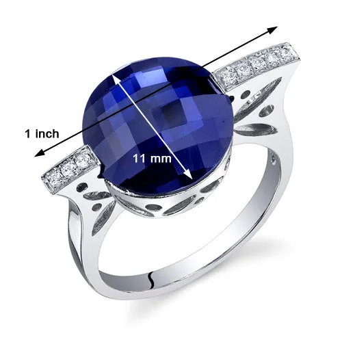 Blue Sapphire Round Cut Sterling Silver Ring Size 8