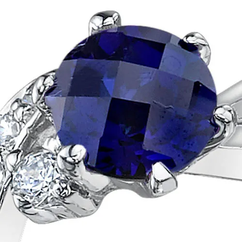 Blue Sapphire Round Cut Sterling Silver Ring Size 9