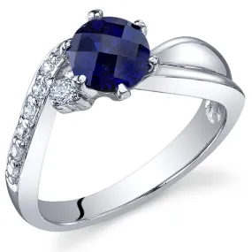 Blue Sapphire Round Cut Sterling Silver Ring Size 9