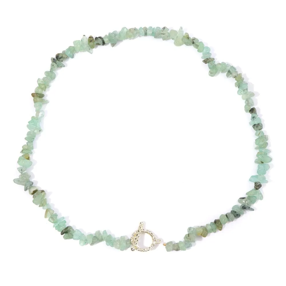 Bohemia Blue Aquamarine Chips Beaded Necklace