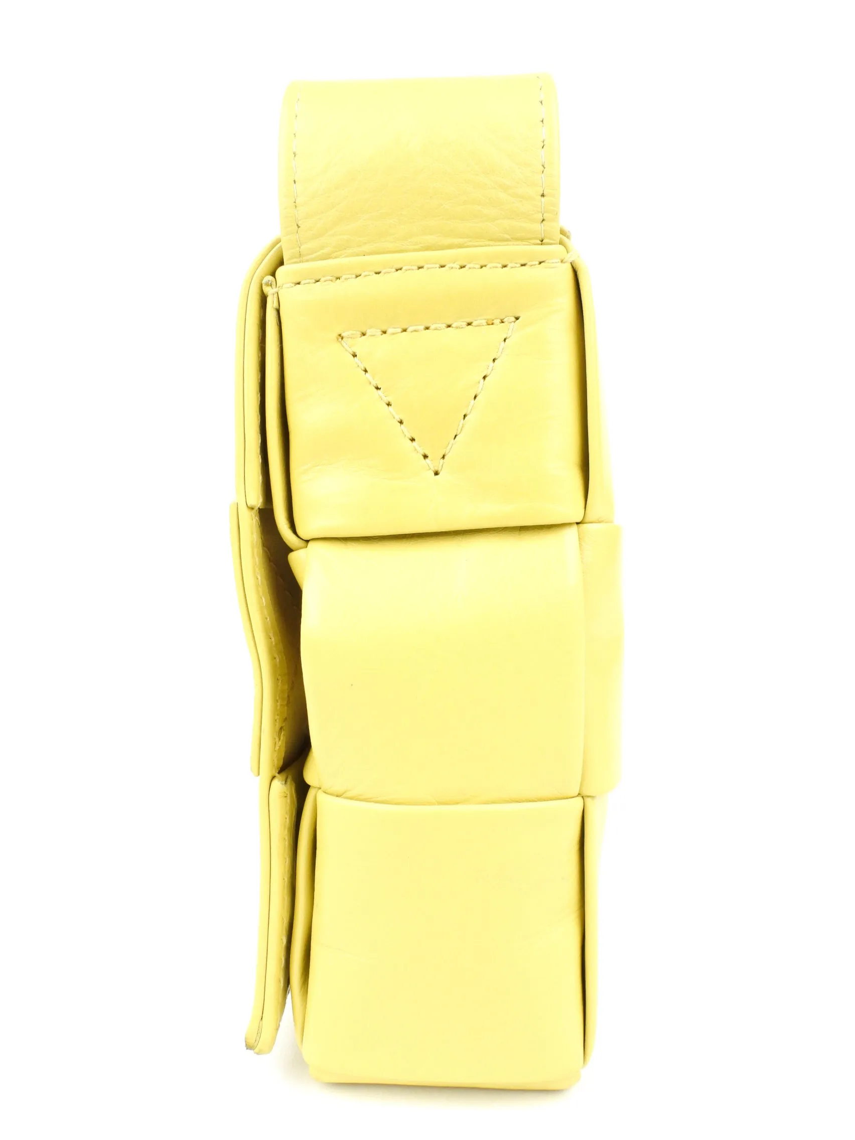 Bottega Veneta Yellow Shiny Leather Intrecciato Crossbody Shoulder Bag