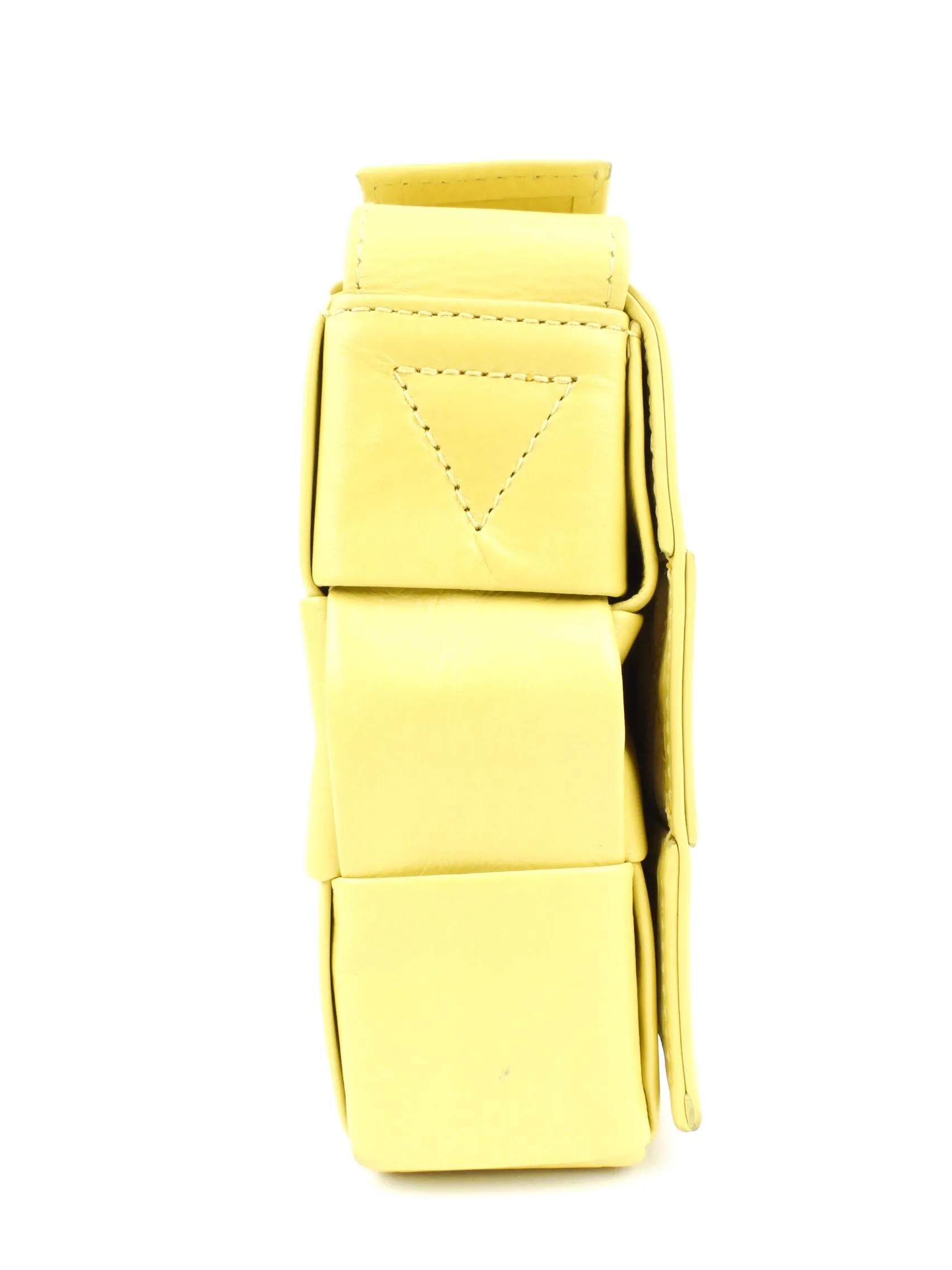 Bottega Veneta Yellow Shiny Leather Intrecciato Crossbody Shoulder Bag