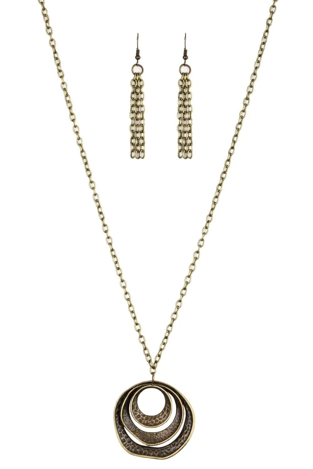 Breaking Pattern Brass Necklace Set