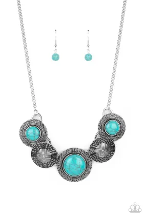 Canyon Cottage Turquoise Blue Stone and Silver Necklace - Paparazzi Accessories