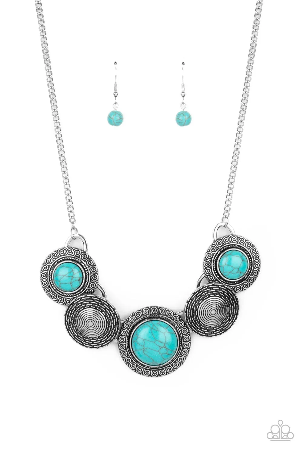 Canyon Cottage Turquoise Blue Stone and Silver Necklace - Paparazzi Accessories