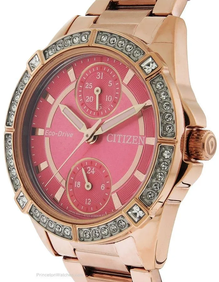 Citizen Ladies Crystal DRIVE POV Eco-Drive - Coral Pink Dial - Rose Gold-Tone