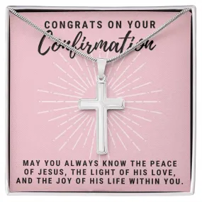 Confirmation Gift for Her, May You Always Know the Peace of Jesus Stainless Steel Cross Necklace