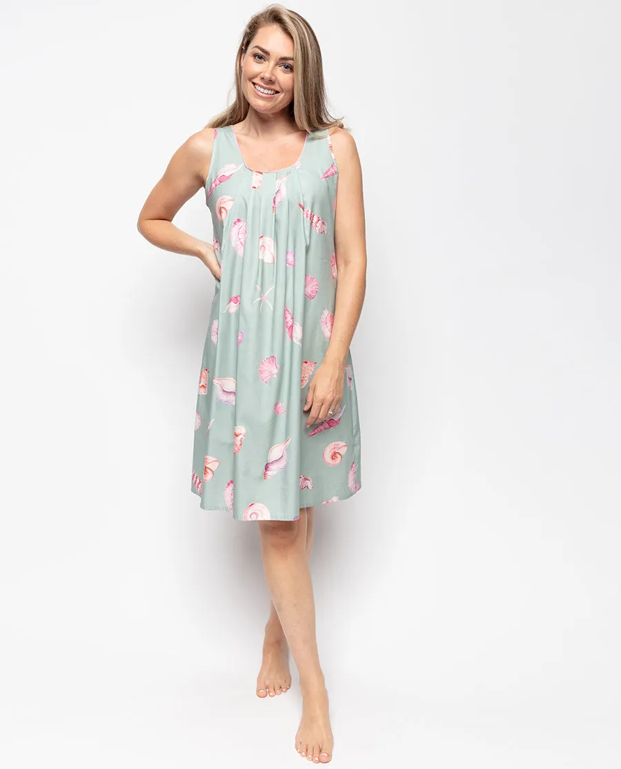 Coral Shell Print Short Nightdress